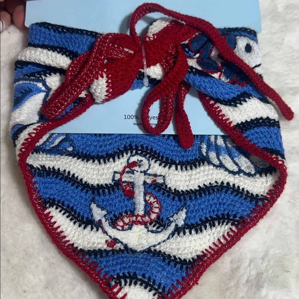 Piper K beach themed knitted hair scarf